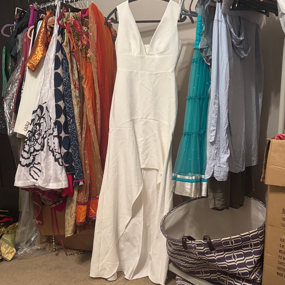 BCBG White V-Neck  Dress